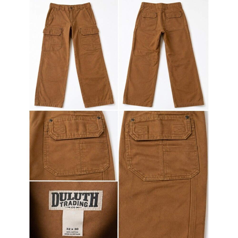 Duluth Trading Co Fire Hose Men’s Brown Canvas Cargo Pants Relaxed 32Waist